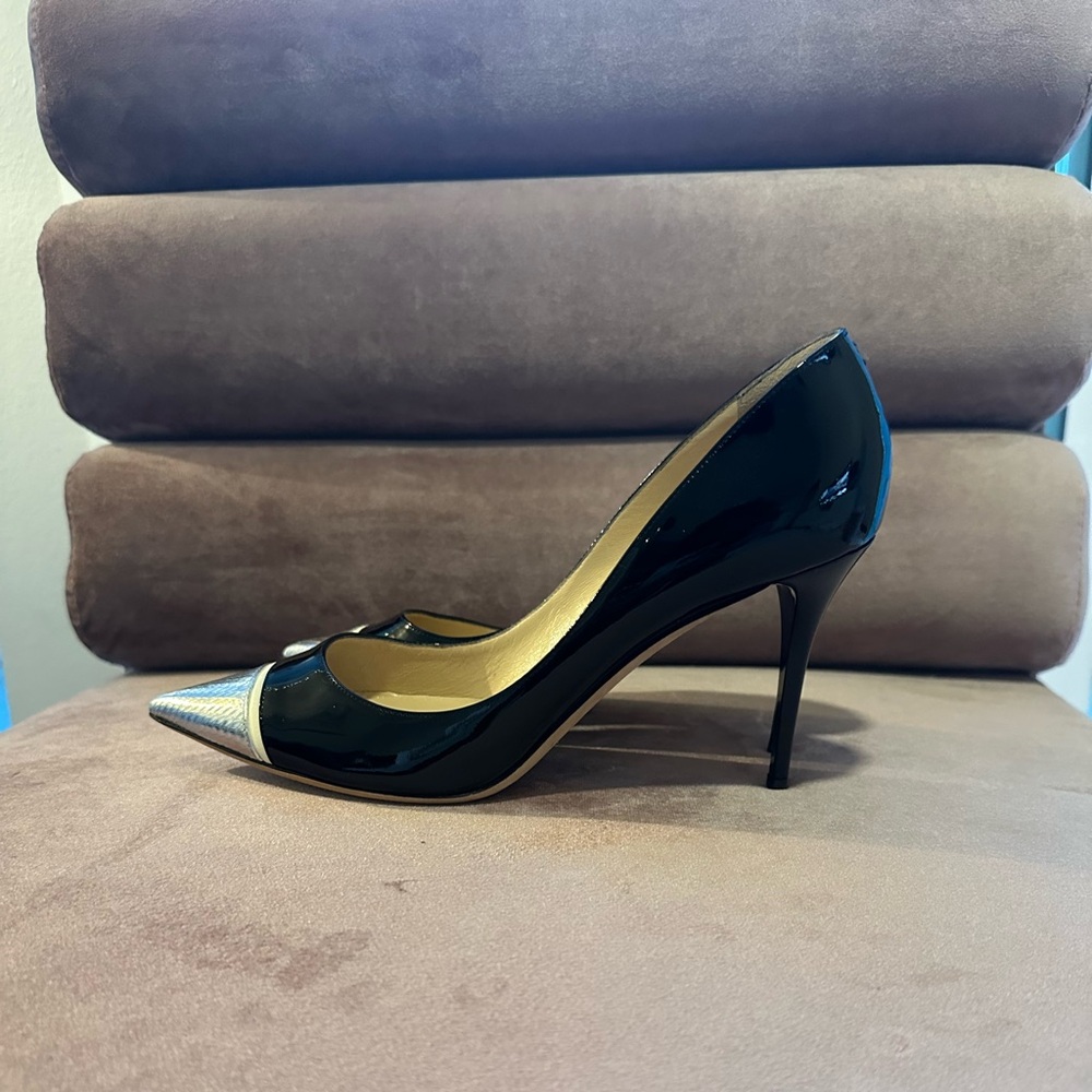 Jimmy Choo Patent Pumps with Silver Accents